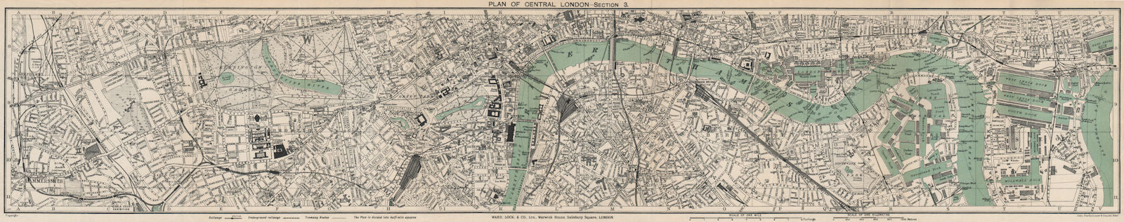 CENTRAL LONDON-SECTION 3 vintage town/city plan. London. WARD LOCK 1927 map